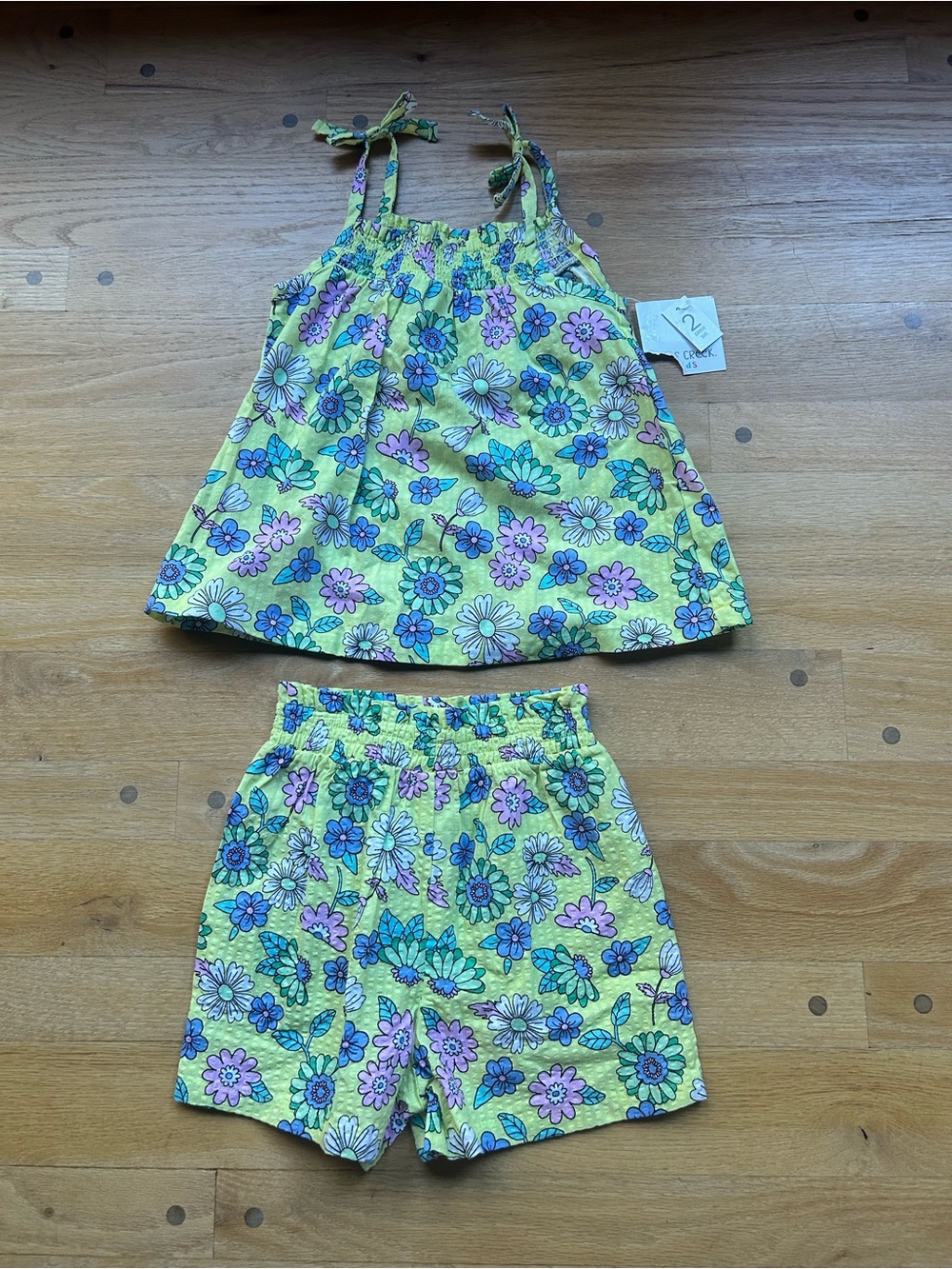 Falls Creek Yellow Floral Girls Matching Tank & Shorts Set
